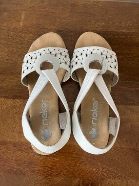 Rieker Women's White Sandals Block Heel Size 36